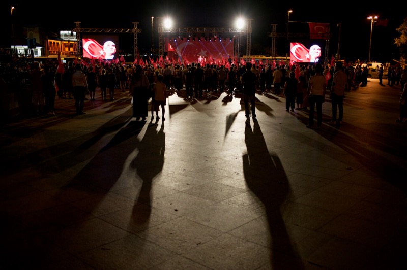 Demonstration at Night, Istanbul, Turkey